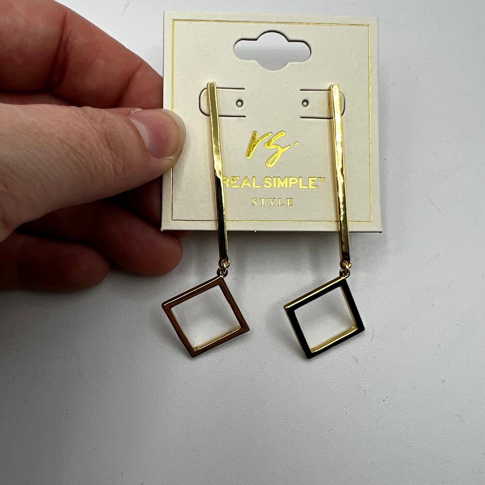 Francesca's NWT Gold Geometric Dangle Post Stud Earrings - Picture 2 of 3